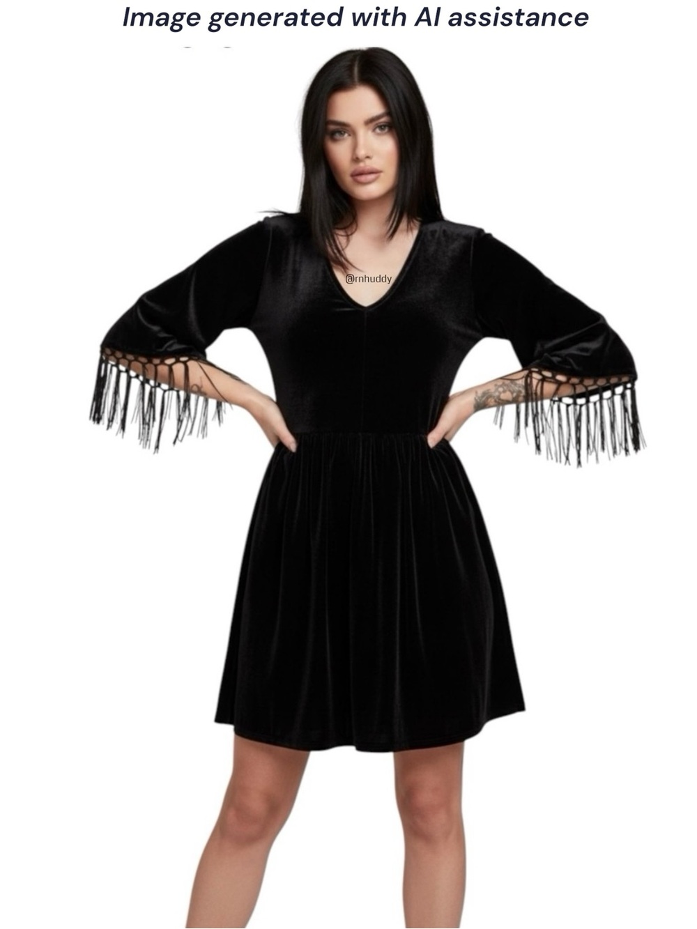 Midnight Hour XS black velvet fringe dress